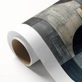 Abstract wall art featuring colorful strokes in blue, pink, and gold on rolled canvas, ideal for modern home decor. The vibrant design adds a contemporary touch to any space.