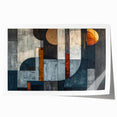 Abstract wall art print featuring colorful strokes in shades of blue, orange, and yellow, perfect for modern home decor. The artwork adds a vibrant touch to any space.