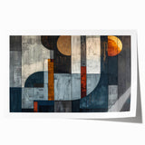 Abstract wall art print featuring colorful strokes in shades of blue, orange, and yellow, perfect for modern home decor. The artwork adds a vibrant touch to any space.