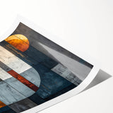 Abstract wall art print showcasing colorful, flowing strokes in shades of blue, pink, and gold, designed to enhance modern decor. Ideal for contemporary spaces.