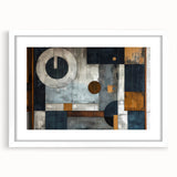 Abstract strokes wall art featuring vibrant colors and flowing shapes, framed with a white matte for a modern aesthetic, perfect for contemporary decor.