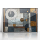 Framed abstract strokes wall art in white acrylic, featuring bold color contrasts and dynamic shapes. Perfect for modern home decor and artistic interiors.
