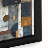 Abstract strokes wall art featuring vibrant colors and dynamic patterns, framed in a sleek black frame, perfect for modern home decor or office spaces.