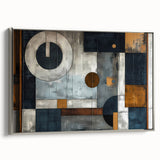Framed abstract wall art featuring silver strokes on a textured canvas, showcasing a modern design ideal for contemporary home decor. Perfect for adding elegance to living spaces.