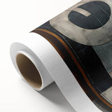 Abstract wall art on rolled canvas showcasing vibrant strokes in shades of blue, orange, and gold, perfect for modern home decor or office interiors.