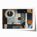 Abstract wall art print featuring vibrant strokes in shades of blue, orange, and yellow, showcasing a modern artistic design ideal for contemporary home decor. The rolled print is packaged securely for safe delivery.