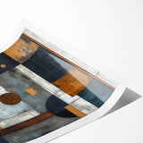 Colorful abstract strokes wall art print featuring fluid shapes and vibrant hues, ideal for modern decor. Rolled and ready for easy display in any space.