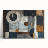 Abstract strokes wall art on stretched canvas, featuring vibrant colors of blue, pink, and gold, perfect for modern home decor. Ideal for living rooms or art enthusiasts.