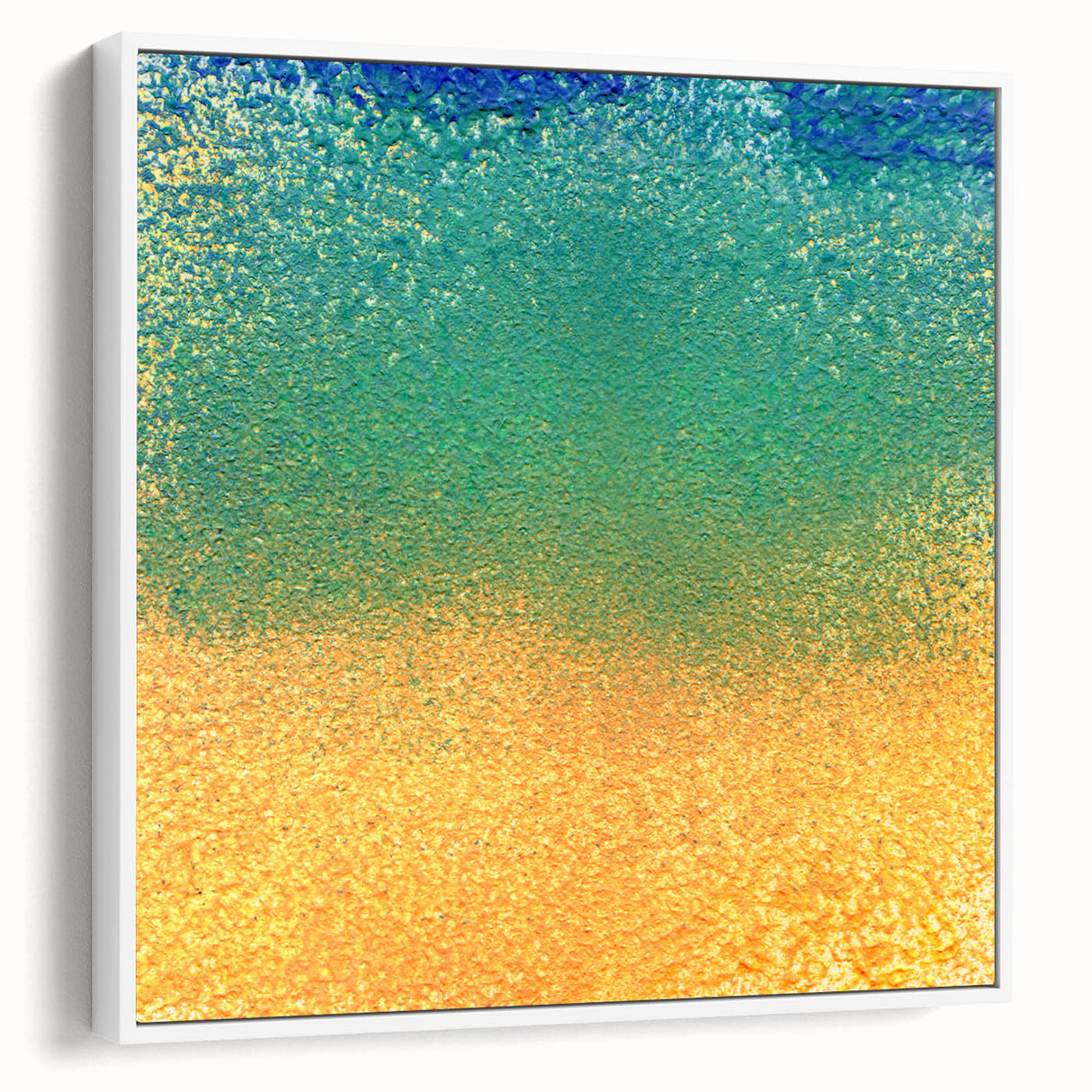 Framed abstract strokes wall art featuring dynamic brushwork in shades of blue, gold, and white, displayed in an elegant side view to showcase its modern design.