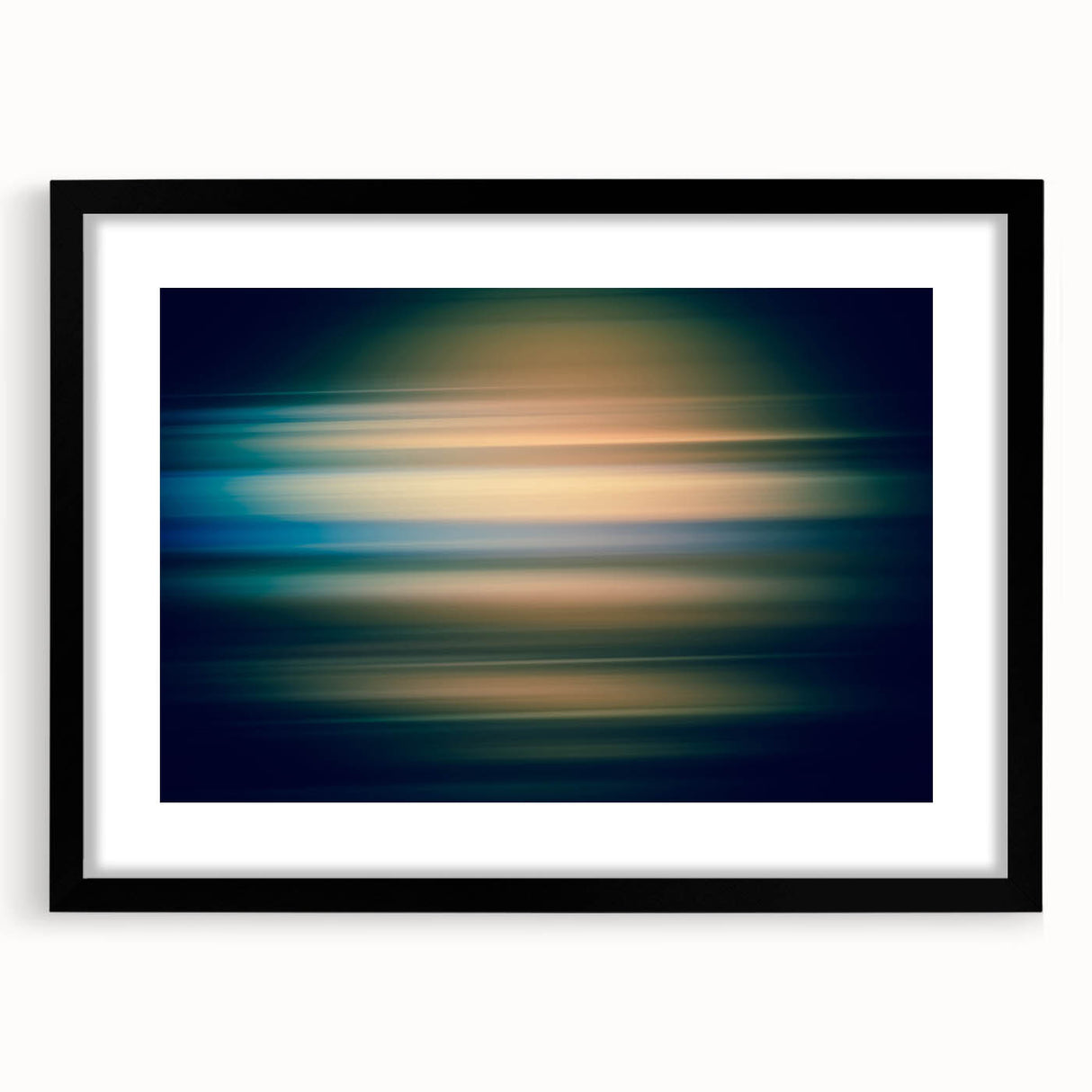 Abstract strokes wall art in a sleek black frame with a mat, showcasing vibrant colors and dynamic designs, perfect for modern home decor. Ideal for adding a contemporary touch to any room.