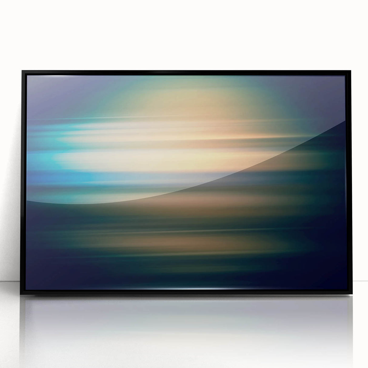 Framed acrylic wall art showcasing an abstract design with bold black strokes on a white background, perfect for modern home decor. Ideal for enhancing living spaces with contemporary flair.