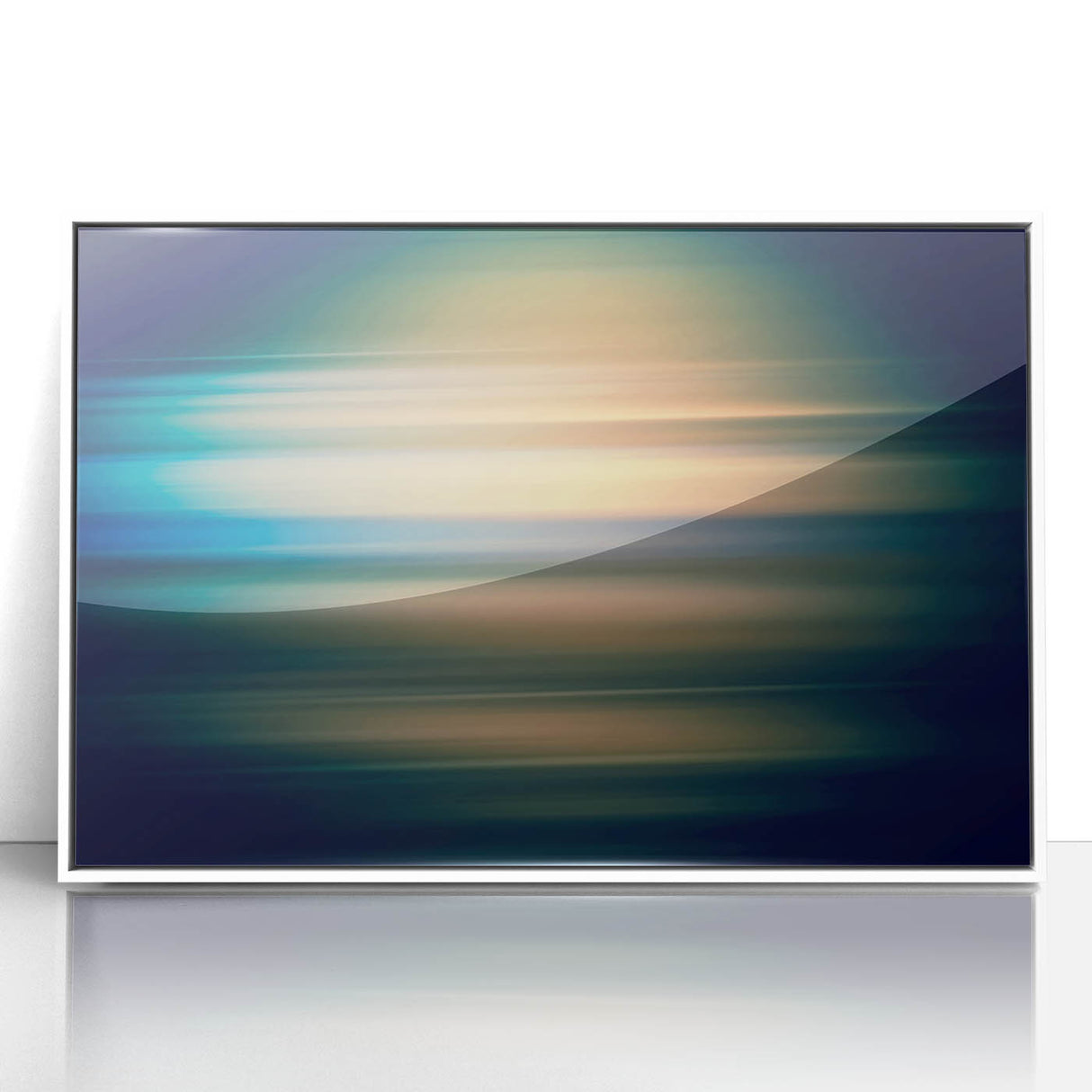 Framed acrylic wall art featuring abstract strokes in calming white and soft gray tones, ideal for modern home decor and enhancing interior aesthetics.