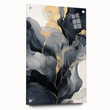 Abstract strokes wall art design showcased in an acrylic glass frame, emphasizing vibrant colors and dynamic lines, ideal for modern home decor.