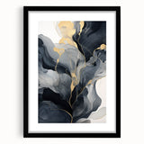 Abstract strokes wall art framed in black with a mat, showcasing vibrant colors and unique patterns, ideal for modern home decor and artistic expression.