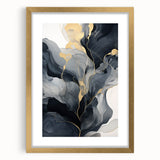 Abstract strokes wall art framed in gold with a mat, showcasing a contemporary design perfect for modern home decor. Ideal for adding elegance to any room.