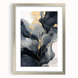 Abstract strokes wall art print framed with a silver mat, showcasing vibrant colors and artistic textures, perfect for modern home decor or office spaces.