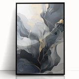 Framed abstract strokes wall art featuring bold black and white designs, showcasing modern aesthetics perfect for contemporary decor. Ideal for enhancing living spaces.