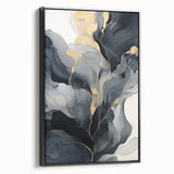 Abstract wall art canvas showcasing dynamic black strokes on a textured surface, framed elegantly to enhance modern interior décor. Ideal for contemporary living spaces.