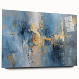 Abstract wall art featuring colorful strokes in vibrant hues displayed in a sleek acrylic frame, showcasing a modern design ideal for contemporary decor.