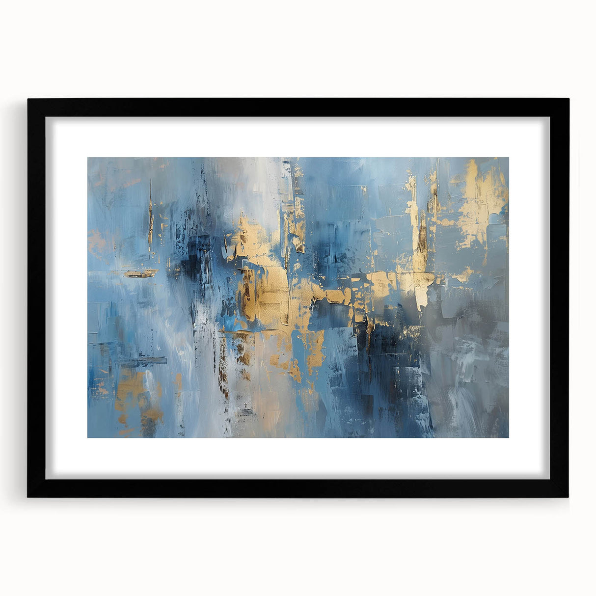 Abstract wall art featuring dynamic black strokes on a white background, framed with a sleek black mat, perfect for modern home decor and artistic spaces.