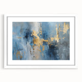 Abstract strokes wall art framed in white with a mat, showcasing vibrant colors and unique patterns, perfect for modern home decor or office spaces.