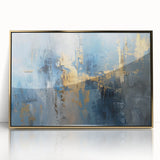 Framed abstract wall art featuring vibrant gold strokes on a sleek black background, perfect for modern décor. Ideal for adding elegance to home interiors.