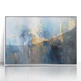 Framed abstract wall art featuring soft white and beige strokes on acrylic, perfect for modern home decor. Ideal for living rooms or offices, enhancing aesthetic appeal.