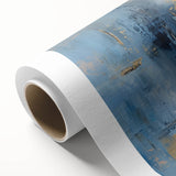 Abstract strokes wall art on rolled canvas showcasing vibrant blue, orange, and yellow hues, ideal for modern decor. Perfect for adding a pop of color to any space.