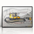 Modern Wall Art - Abstract Maritime Study with Yellow Tugboat