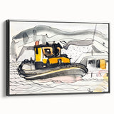 Modern Wall Art - Abstract Maritime Study with Yellow Tugboat