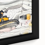 Modern Wall Art - Abstract Maritime Study with Yellow Tugboat