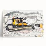 Modern Wall Art - Abstract Maritime Study with Yellow Tugboat