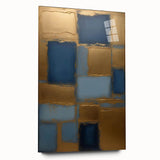 Abstract wall art featuring colorful strokes on acrylic glass, showcased from a side view with a sleek finish, ideal for modern home decor.