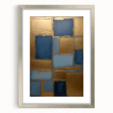 Abstract strokes wall art framed in silver, showcasing vibrant colors and unique patterns, perfect for modern home decor. The design features a mat for added elegance.