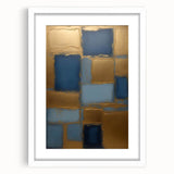 Abstract strokes wall art in a white frame with a mat, showcasing vibrant colors and dynamic patterns, ideal for modern home decor and artistic spaces.