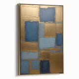 Framed canvas wall art featuring abstract gold strokes on a textured background, ideal for modern decor. Side view showcases elegant design and premium quality.