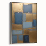 Framed abstract strokes wall art in silver, showcasing dynamic colors and textures, enhances modern decor. Perfect for living spaces or offices.