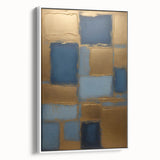 Framed canvas wall art showcasing abstract strokes in white and soft pastel colors, displayed from a side view to highlight its contemporary design and texture.
