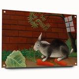 Modern Wall Art - Whimsical Rabbit with Carrots and Cabbage