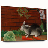 Modern Wall Art - Whimsical Rabbit with Carrots and Cabbage