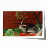 Modern Wall Art - Whimsical Rabbit with Carrots and Cabbage