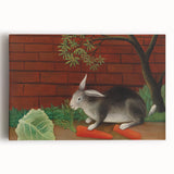 Modern Wall Art - Whimsical Rabbit with Carrots and Cabbage