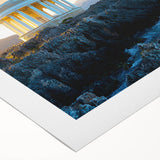 Stunning rolled canvas artwork depicting dramatic cliffs and landscape scenery, showcasing vibrant colors and intricate details, perfect for home decor.