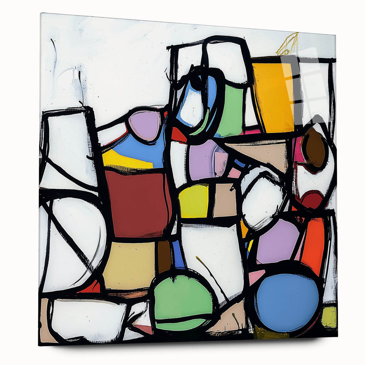 Vibrant Abstract Living Room Wall Art – Multicolor Geometric Canvas