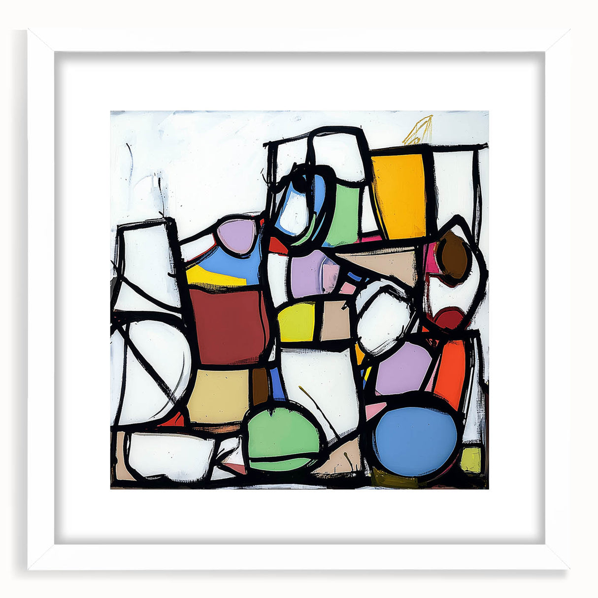 Vibrant Abstract Living Room Wall Art – Multicolor Geometric Canvas