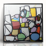 Vibrant Abstract Living Room Wall Art – Multicolor Geometric Canvas