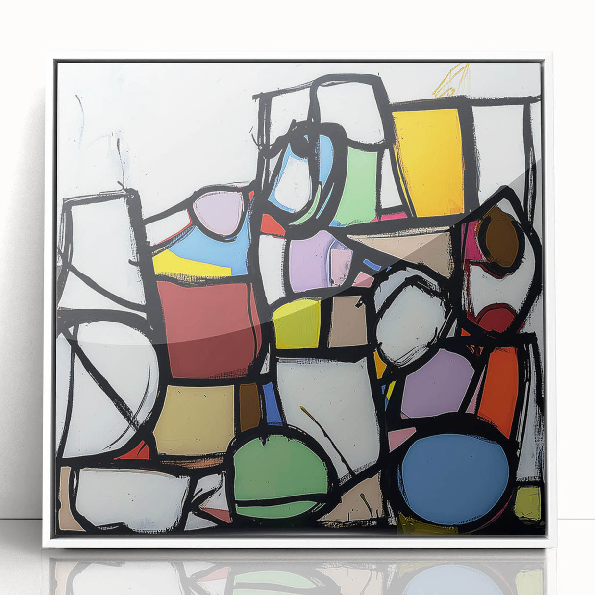 Vibrant Abstract Living Room Wall Art – Multicolor Geometric Canvas