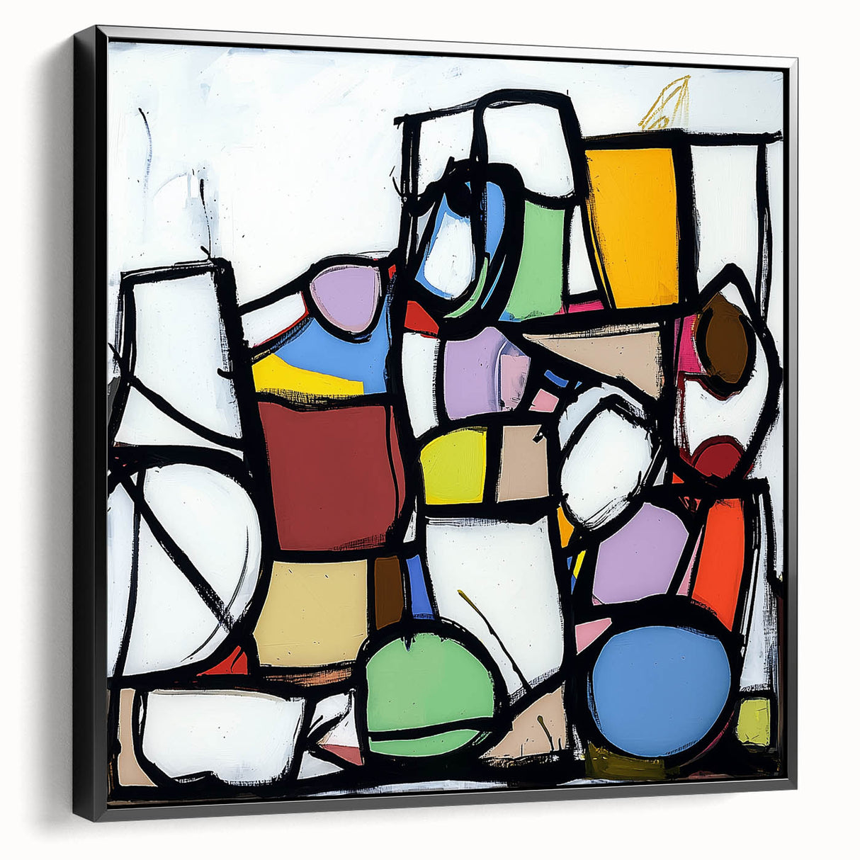Vibrant Abstract Living Room Wall Art – Multicolor Geometric Canvas