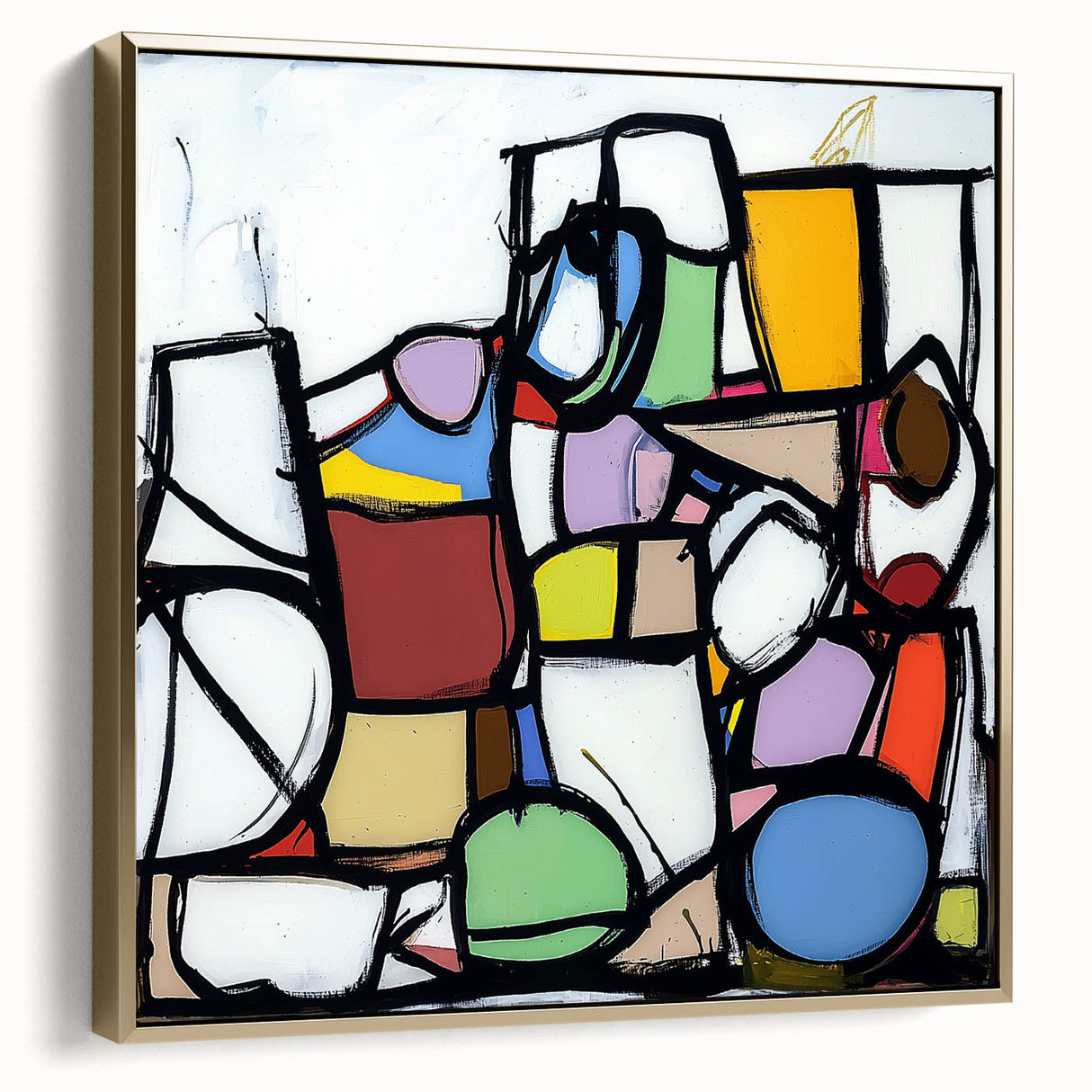 Vibrant Abstract Living Room Wall Art – Multicolor Geometric Canvas