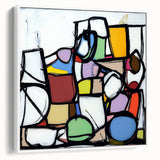 Vibrant Abstract Living Room Wall Art – Multicolor Geometric Canvas